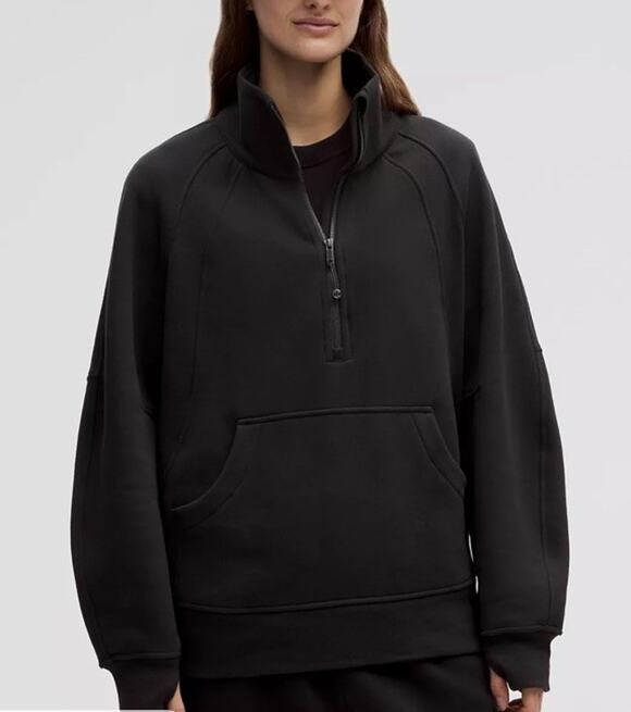 lululemon athletica Tops - Lululemon Scuba Oversized Funnel Neck Half Zip Sweatshirt Black M/L Front Pocket